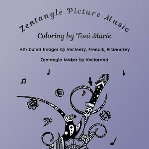 Zentangled Picture Music Coloring Book (25 Images)